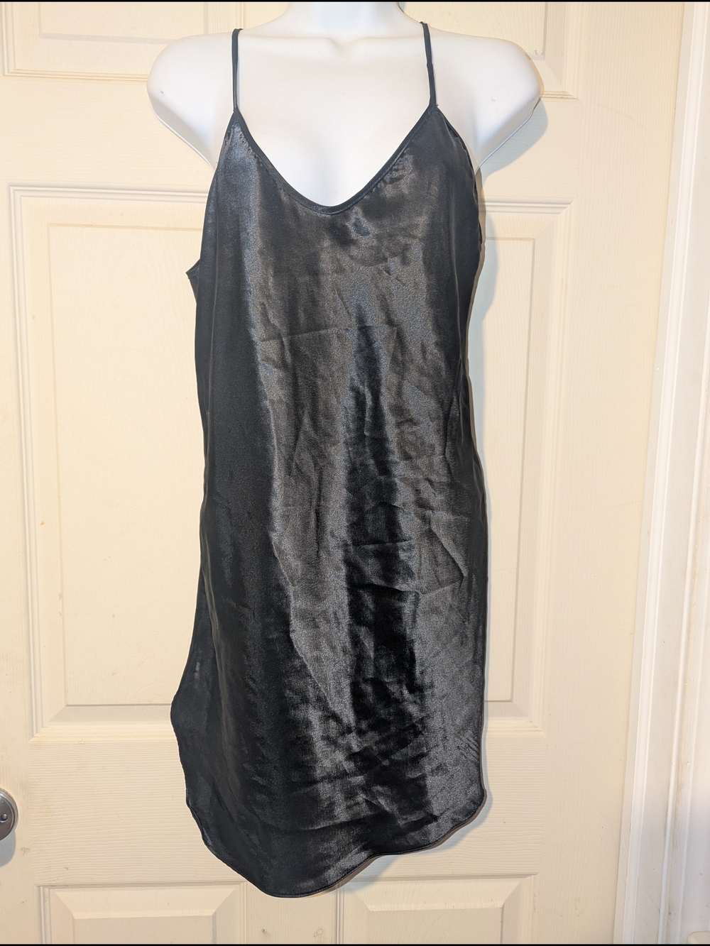 & Other Stories Black Satin Slip Chemise